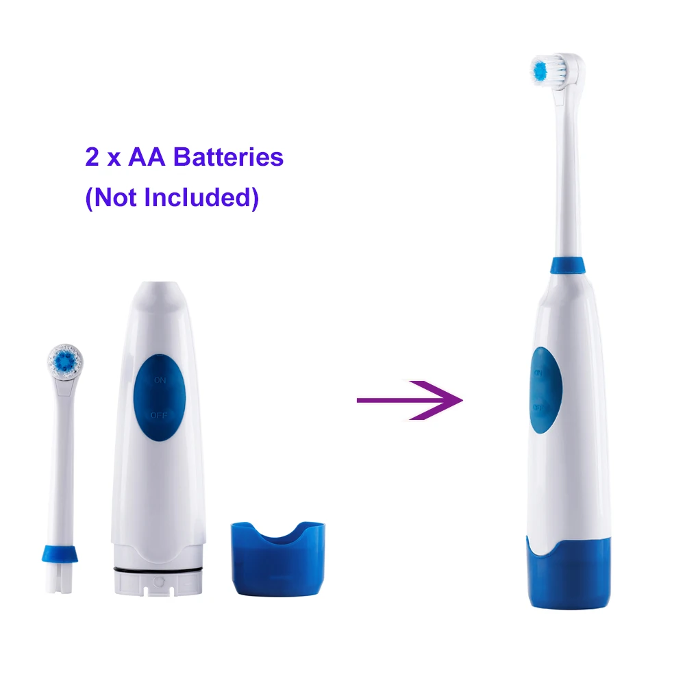  Rotation Battery Electric Toothbrush 4 pcs Replacement Soft Brush Head Revolving Teeth Electric Bru