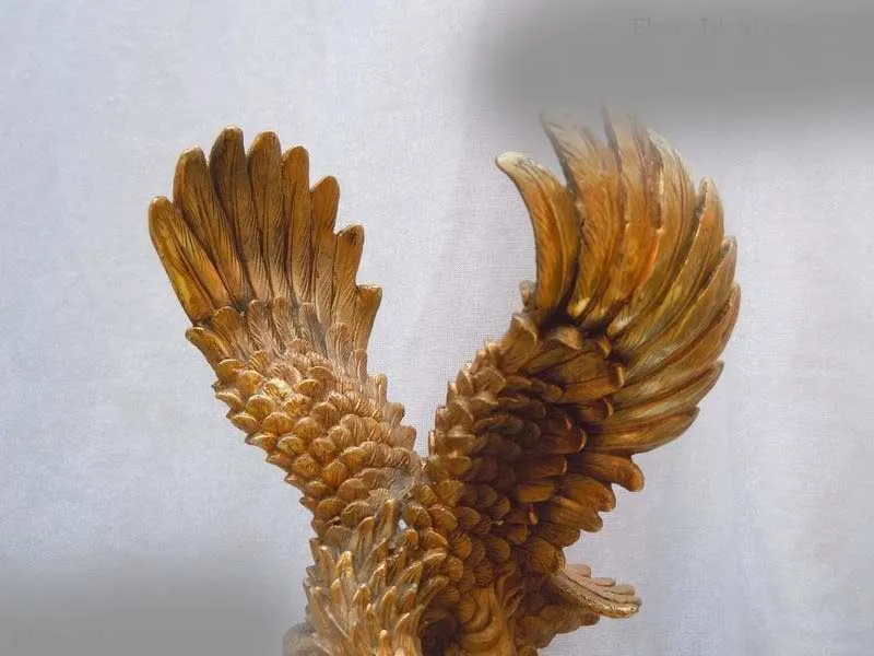 

DS 13" China brass copper carved spread the wings eagle Sculpture statue