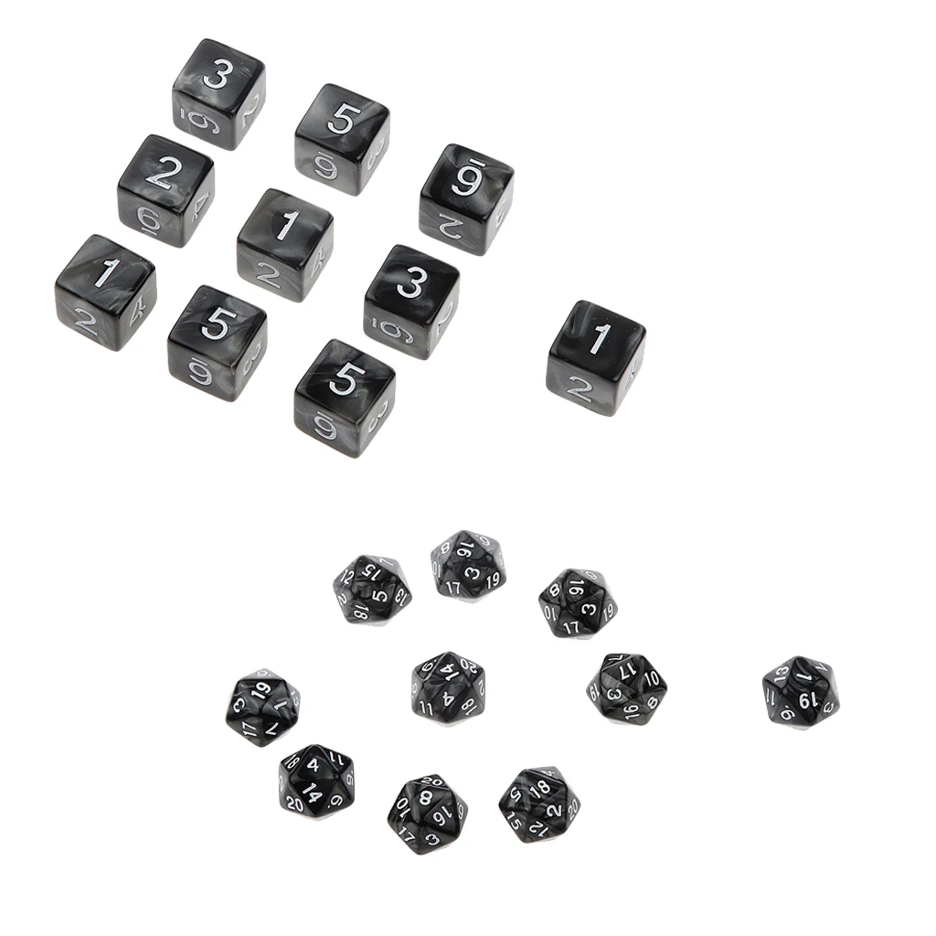 20 штук упак. многогранные D20 D6 кубики для подземелий и драконов TRPG DND MTG вечерние