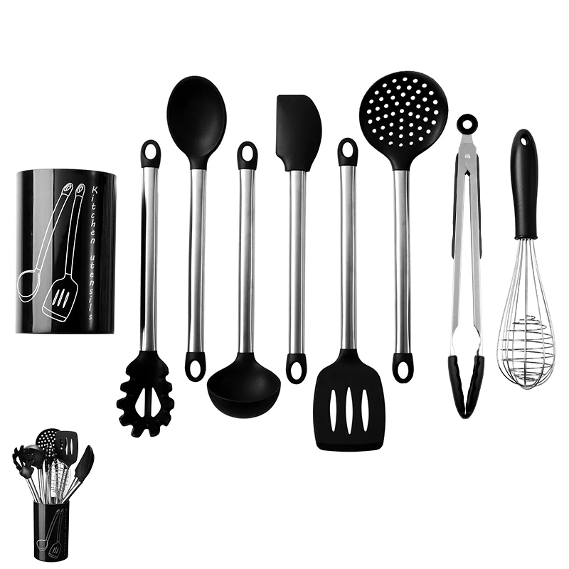 9PCS Stainless Steel Food Grade Silicone Cooking Spoon Soup Ladle-Egg Spatula Turner kitchen Tools Cooking Utensil Set 9PCS Stainless Steel Food Grade Silicone Cooking Spoon Soup Ladle-Egg Spatula Turner kitchen Tools Cooking Utensil Set
