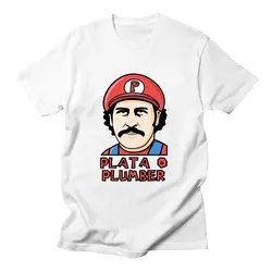 Voltreffer Pablo Escobar Narcos El Patron футболка с короткими рукавами хлопковые футболки белые футболки сумасшедшие мужчины с круглым вырезом плюс размер