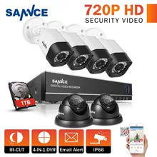 Hotting SANNCE Full 8CH 720P DVR Kit CCTV System 1.0mp 1200TVL CCTV Security Cameras P2P Cloud Service Video Surveillance kit