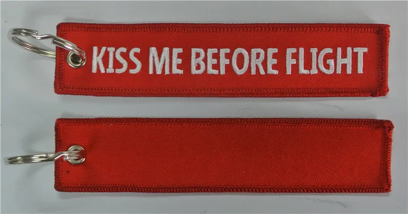 

Kiss Me Before Flight Blank Logo Fabric Embroidery Keychain Key Ring