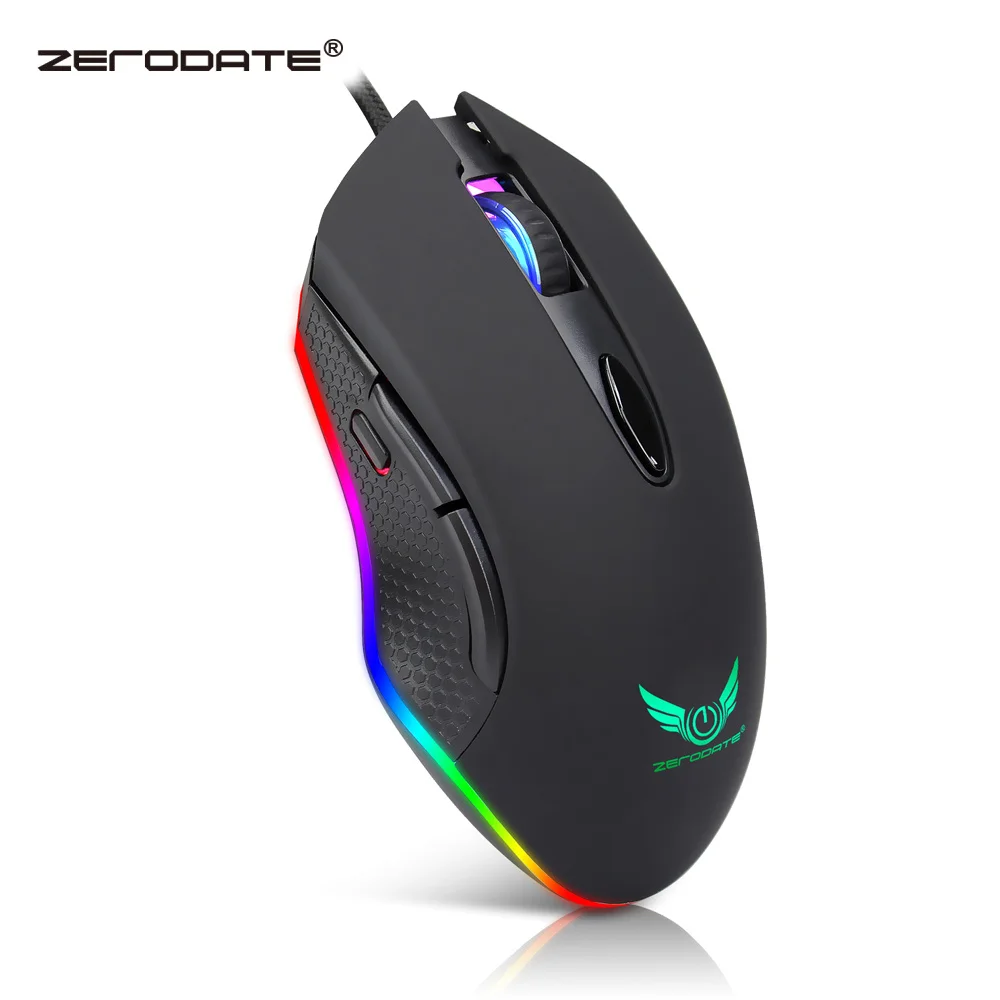 Программируемая игровая мышь ZERODATE 4800 DPI 6 кнопок RGB подсветка USB оптическая