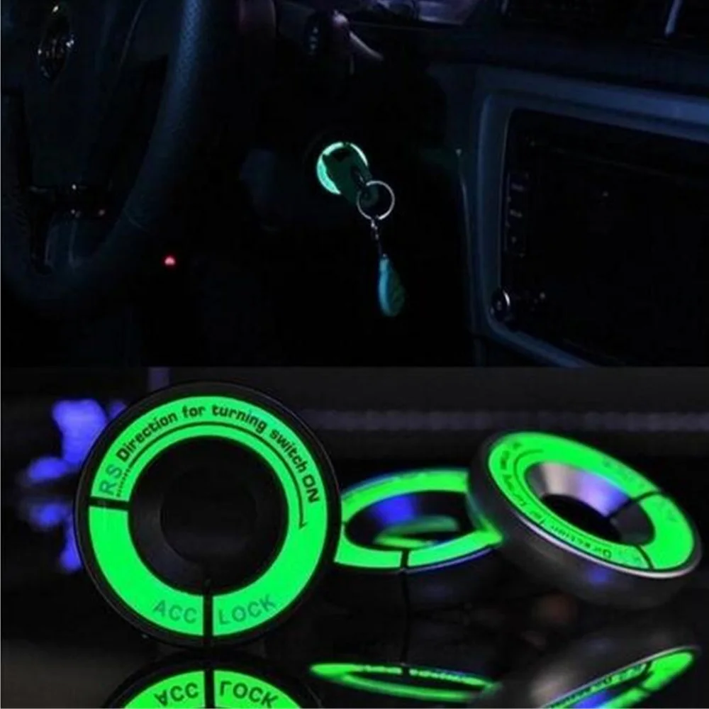 

3D Car Glow Key Ring Hole Sticker Lumunous Ignition Switch Cover Motorcycle Decal