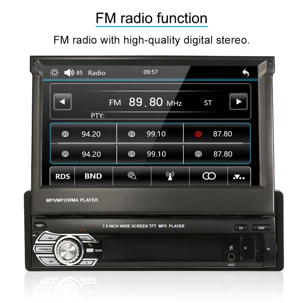 Perfect Universal 7inch Retractable MP5 Player Automagnitola 1 Din Car Stereo Radio Player Multimedia Entertainment with BT FM USB SD 3