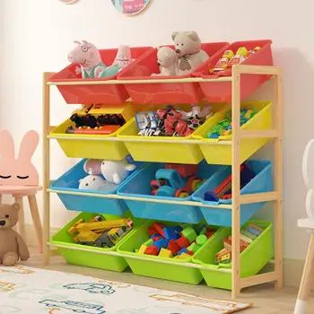 

Children's Toy Storage Rack Solid wood Kindergarten Toy Storage Cabinet Baby Bookshelf Rack Multi-layer Household Shelf