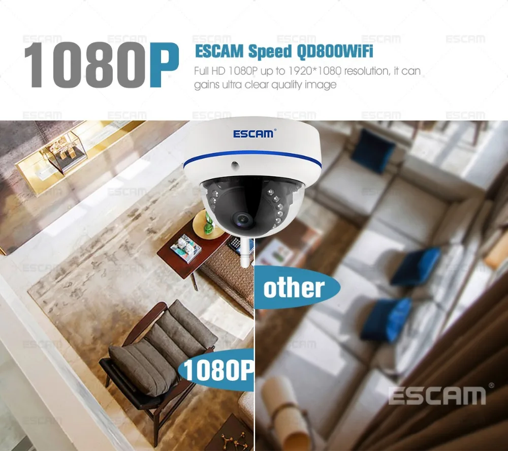 Escam скорость QD800 WiFi IP камера Full HD 1080P 2MP Onvif IP66 купольная инфракрасная Водонепроницаемая камера с датчиком движения день/ночь