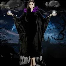 Maleficent костюм для взрослых женщин косплей готический викторианской костюмы на Хэллоуин с капюшоном костюм ведьмы для женщин большие размеры нарядное платье