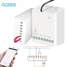 Aqara módulo de controle bidirecional original, controlador sem fio de relé, 2 canais, funciona para o aplicativo de telefone smart home