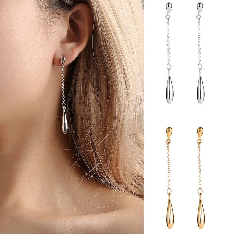 

Fashion Minimalist Long Tassel Water Drop Earrings Punk Metal Bar Tassels Ear Jewelry Earrings For Women Girl Gift Wholesale