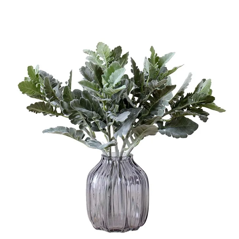 

12pcs/Lot Flocking Dusty Miller Fake Plants Home Decoration Artificial Plant Wedding Decoration Flowers