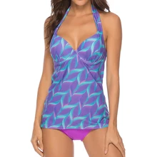 Подвесной купальник с завязками на шее, из двух частей, с принтом, сексуальный, пуш-ап, плюс размер, купальник для женщин, купальный костюм, Майо