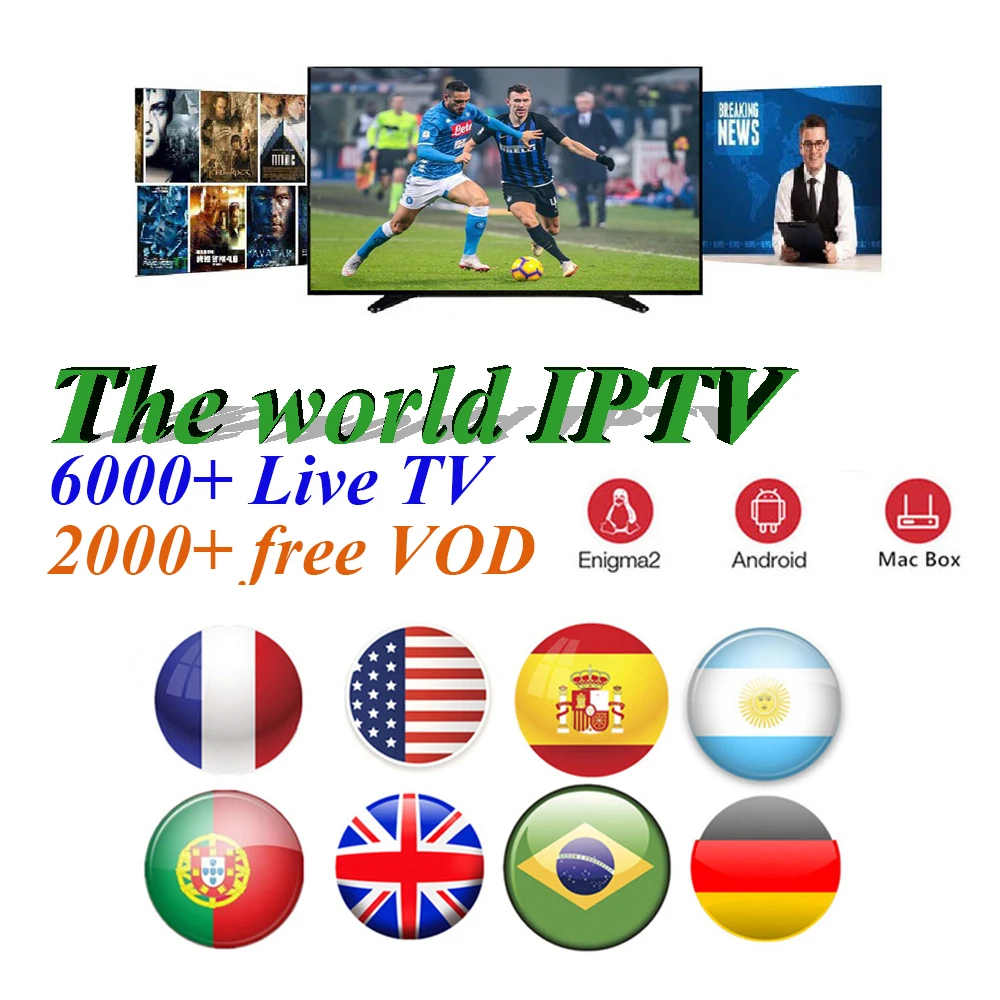 

IPTV M3u Smarters For Smart Android tv box 6000 + French Arabic UK Germany IPTV box Subscription H265 m3u Enigmas2 Smart tv