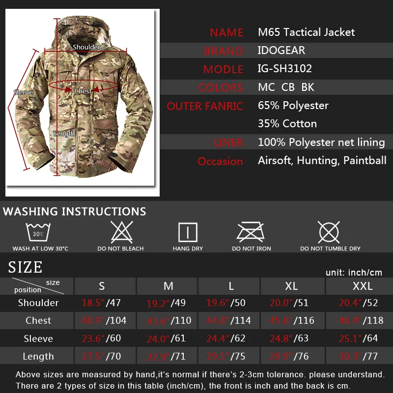 IDOGEAR M65 армейская одежда для Великобритании и США тактическая ветровка мужское