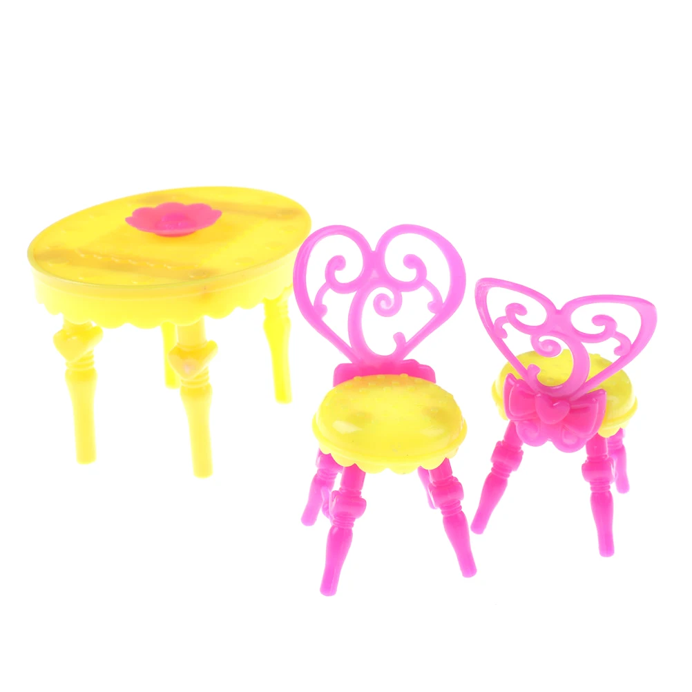 

1Set Vintage Miniature Dining Chair Table Furniture Set For Doll house Kitchen Food Furniture Toys