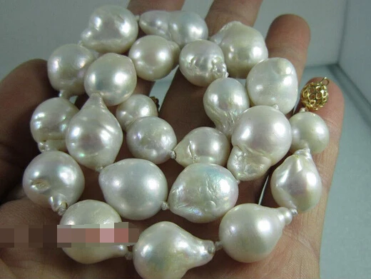 

Jew3029 NATURAL HUGE 12-21 MM SOUTH SEA GENUINE WHITE BAROQUE PEARL NECKLACE 17.5 ''
