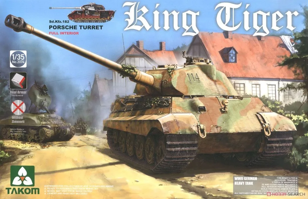 

Takom 1/35 #2074 WWII German King Tiger (Pors che Turret) w/ Full Interior