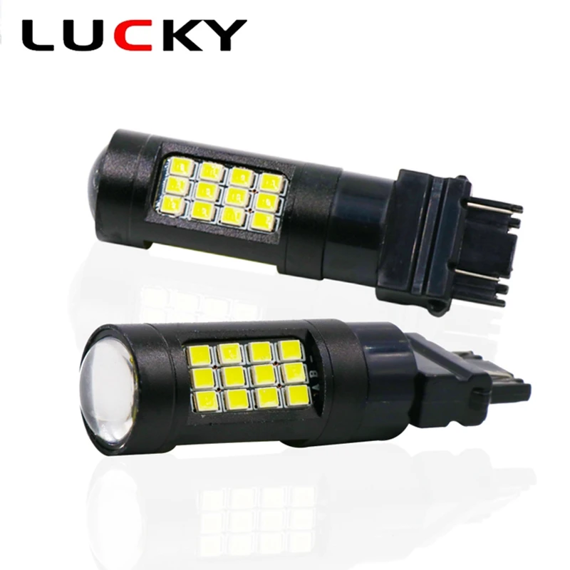 CNILUCKY NEW Product 2PCS Auto Light T25 3157 P27/7W LED Bulbs 2835 42SMD Pure white light 12V for Brake Turn Signal | Автомобили и