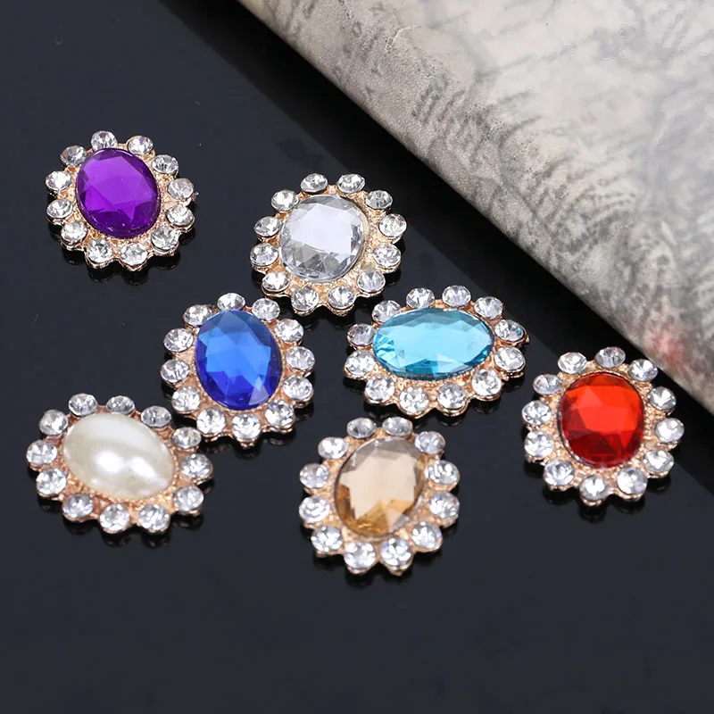 

2015New 100Pcs Oval Acryl Rhinestone Flatback Buttons for Embellishment phone case and DIY hair accessoriess ZJ193