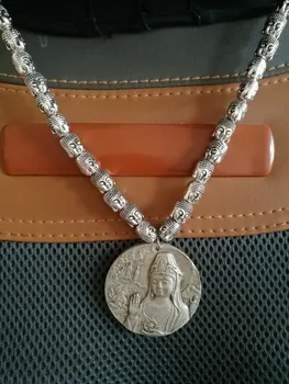 

Tibet silver Buddha beads necklace, Guanyin Amulet Pendant