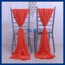SH004H хороший Дешевые Необычные Свадебные Длинные Оранжевый шифон бант на стул