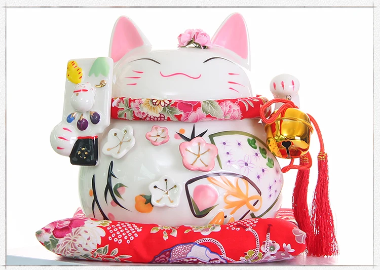 8 дюймов Maneki-Neko керамические китайские счастливые кошки манящие Фортуны кошки статуэтки счастливый Шарм копилка украшения дома