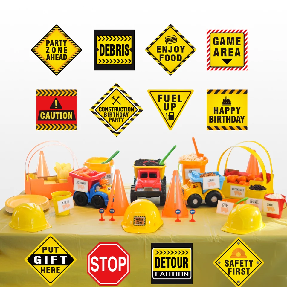 Funny Happy Birthday Party Decoration Construction Theme Party