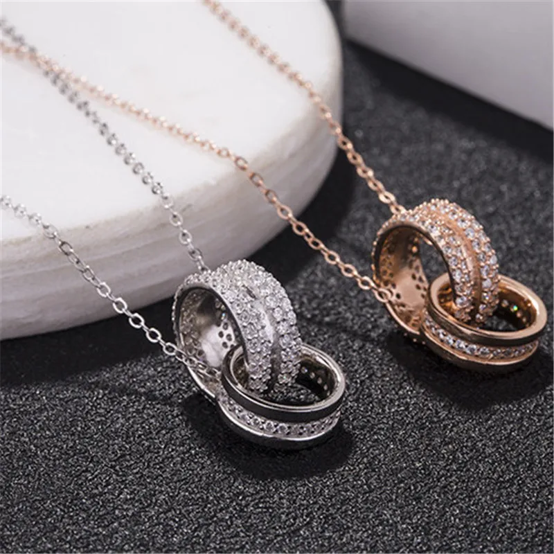 

High Quality designer sterling silver 925 double circle necklace indian jewelry for men accessories