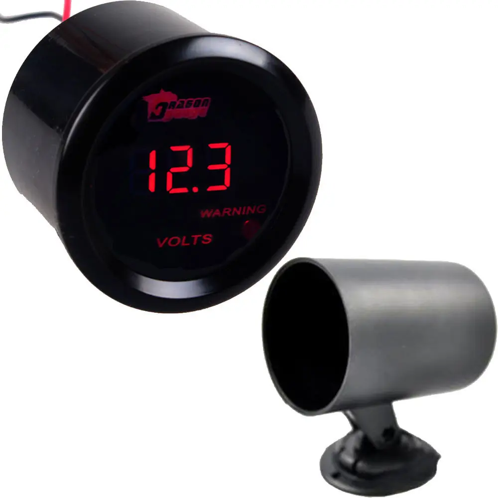 

EE support 2" 52mm Black Cover Car Universal Digital Red LED Volt Voltage Gauge Pod Holder Car Meter Auto parts