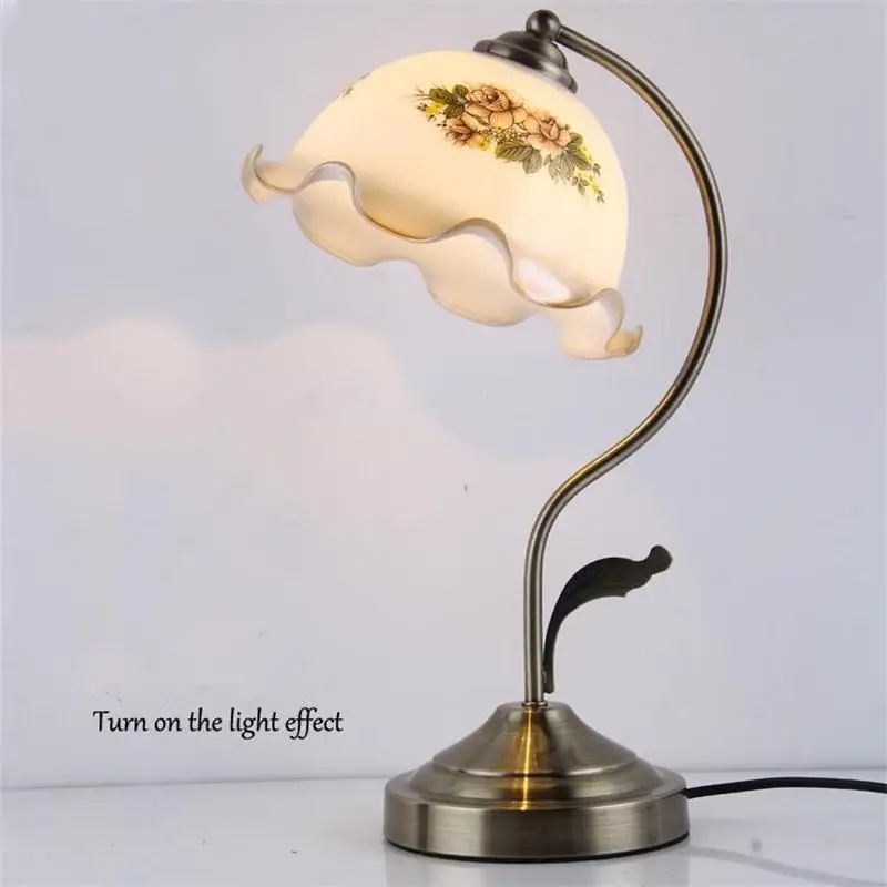 Классическая настольная лампа в британском стиле Lampara Escritorio Abajur Luminaria de Mesa E27 лампа для чтения в стиле ретро настольная лампа с цветами