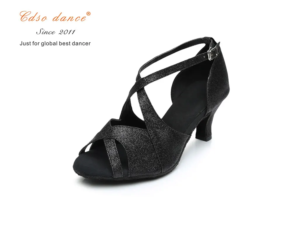 Cdso/танцевальная обувь; коллекция 10020 года; женская обувь для бальных танцев; женская обувь для латинских танцев; новая обувь для сальсы; Серебристые блестящие черные туфли на каблуке под заказ - Цвет: Black Heel 83mm
