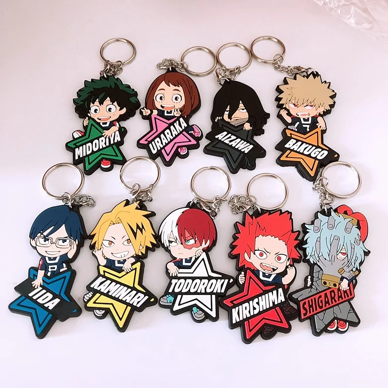

My Hero Academia comic PVC keychain bakugo katsuki Ochaco Uraraka cute funny pendant Keyring Jewelry Accessory Chaveiro Llaveros
