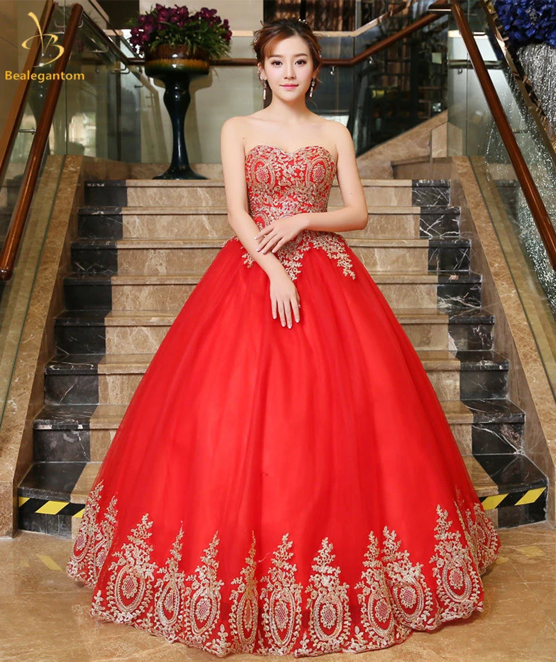 Новинка 2019 красное бальное платье платья Quinceanera милое 16 с аппликацией из бисера