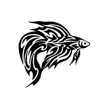 

15.5*14.5CM Tribal Betta Fish Car Sticker Classic Creative Animal Car Styling Decorative Decals Black/Sliver C6-1257