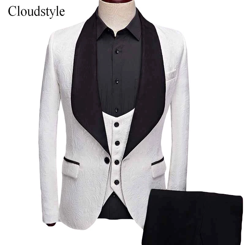 Cloudstyle 2019 мужской костюм сплошной цвет Блейзер жилет брюки Умные повседневные