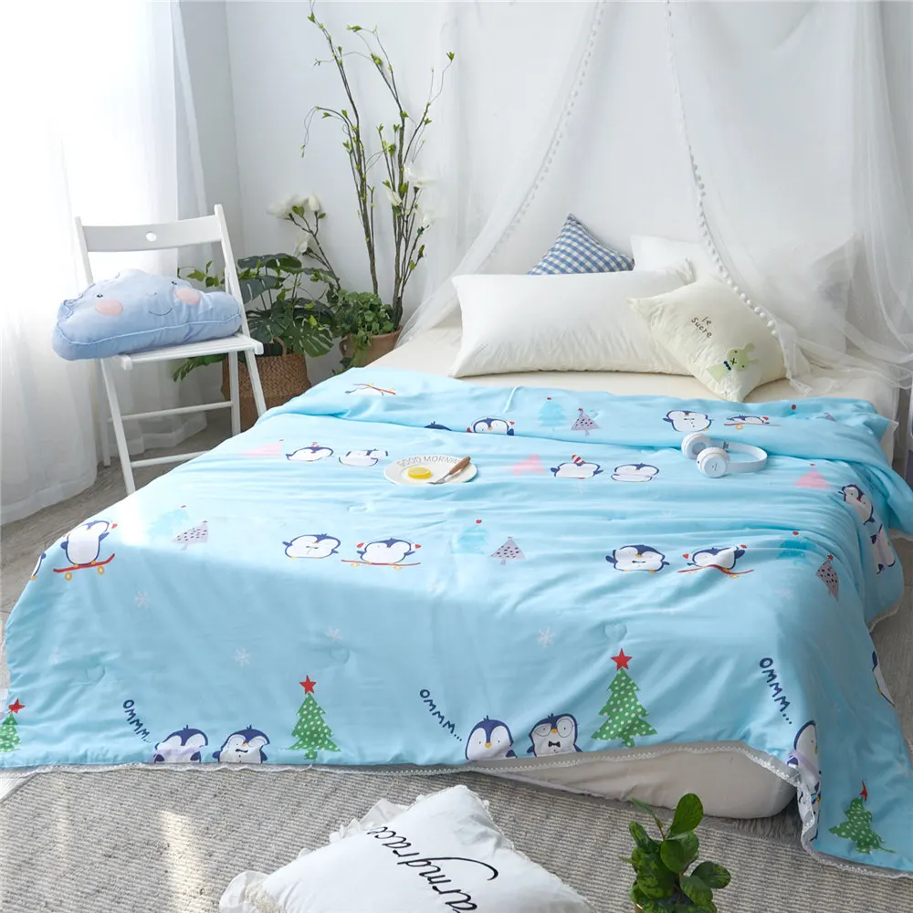 

New Solid pink Blue Bedspread Summer Quilt Blanket Comforter Bed Cover Quilting Home Textiles Suitable for Children adult free