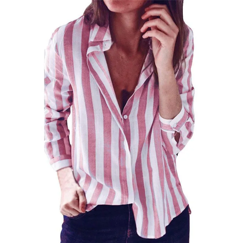 

Women Casual Striped Long Sleeve Shirt Blouse Ladies Trun-down Collar Office Work Elegant Loose Blouses 2019 Women's Shirts Tops