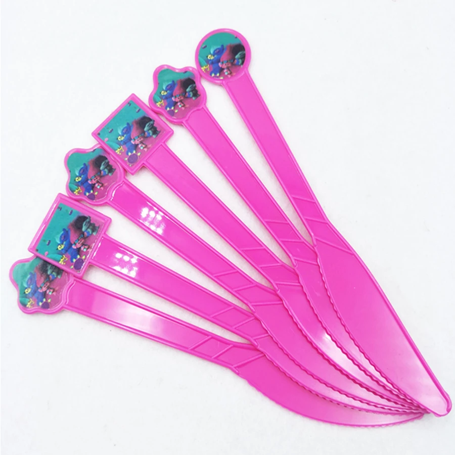 10pcs Trolls Movie Plastic Dinner Cake Knives Kids Birthday Party/Baby