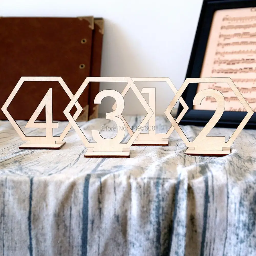 Wedding Hexagon table number, wooden table numbers, rustic wedding numbers,