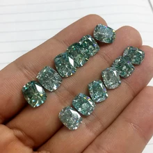 Муассанит Подушка 2.2ct, 3ct зеленый VVS1 Лаборатория алмаз драгоценный камень россыпью DIY талисманы ювелирных изделий делая подругу женщины подарок