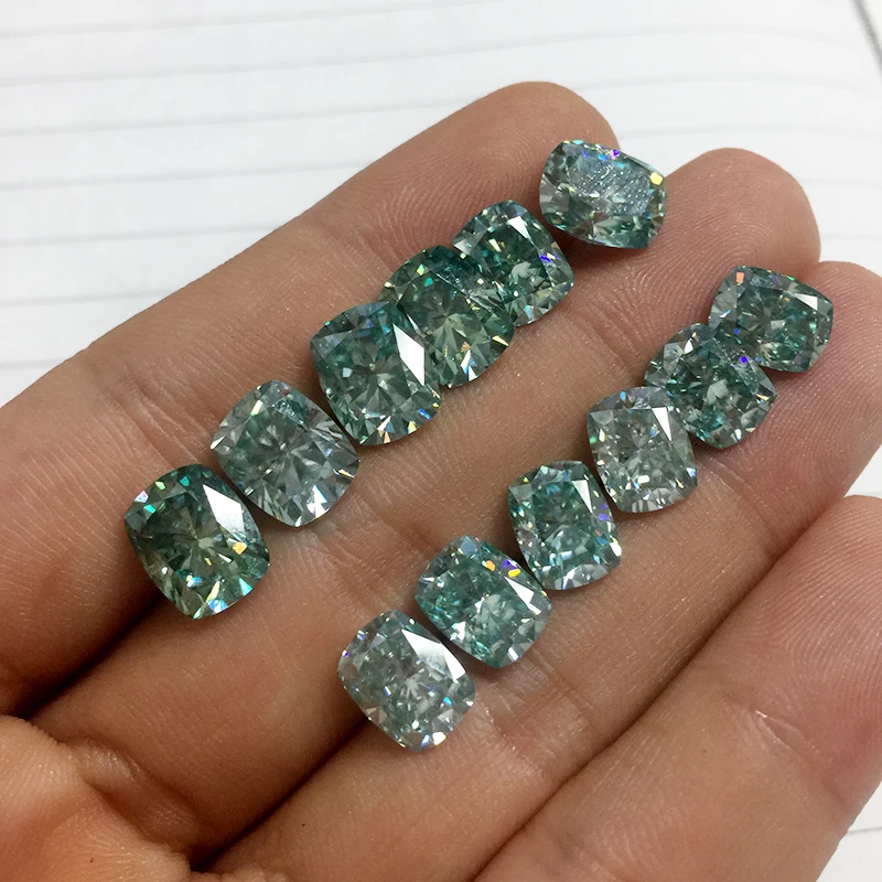 

Moissanite Cushion 2.2ct,3ct Green VVS1 Laboratory Diamond Gem Loose Stone DIY Charms Jewelry Making Girlfriend Women Gift
