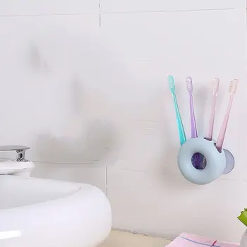 

Creative Donut Hole Toothbrush Holder With Double Suckers Household Goods