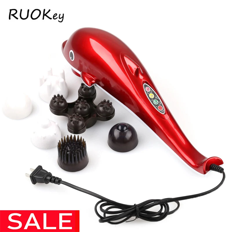 Koop Elektrische Dolfijn Massager Terug Massage Hamer Vibratie Infrarood Stok Roller Cervicale Body Massage