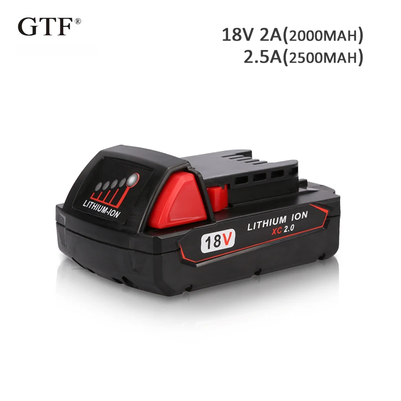 

Rechargeable Batteries for Milwaukee 18V 2000mah 2Ah Li-Ion Replacement Battery For Milwaukee M18 2500mah Power Tool battery