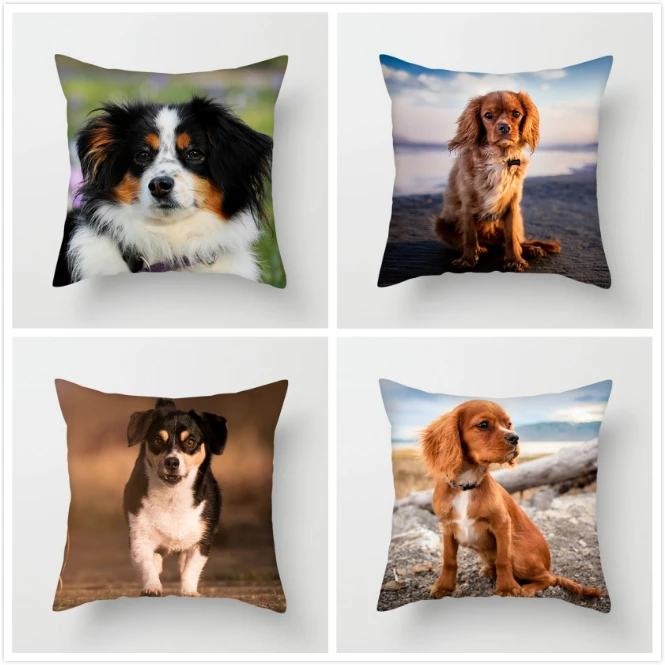 

Fuwatacchi Cute Dog Printed Pillow Cover Animal Style Cushion Cover Throw Pillow Decorative Pillows for Sofa Car Bedroom 2019