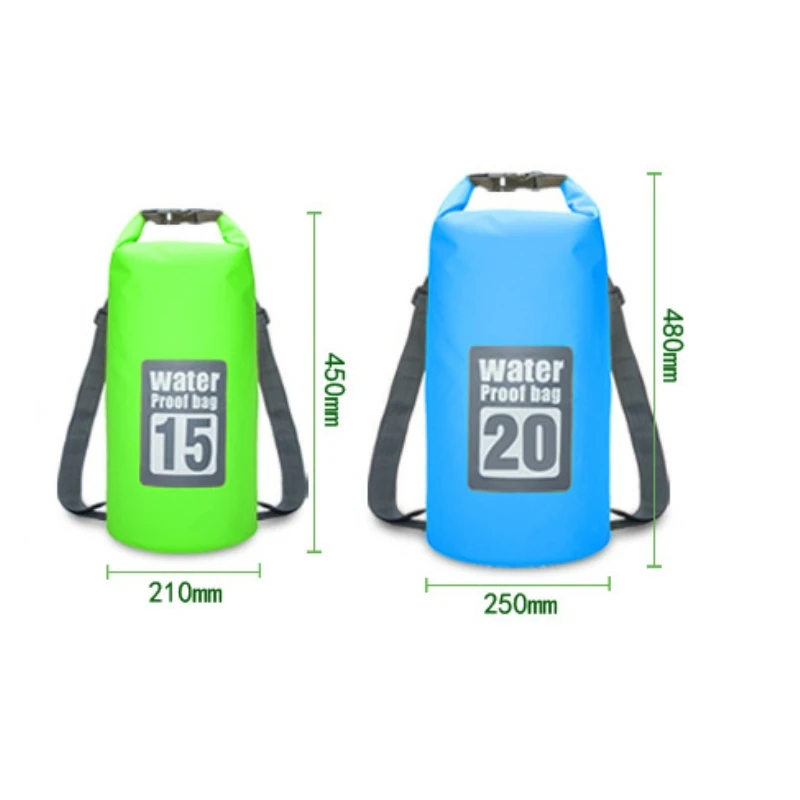 

15L 20L Outdoor River Trekking Bag Double Shoulder Strap Swimming Waterproof Bags Backpack Dry Organizers for Drifting Kayaking