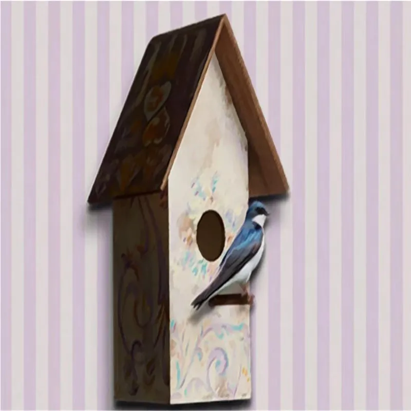 Custom 3D wallpaper modern minimalist love bird nest children's room background wall painting - silk waterproof material Custom 3D wallpaper modern minimalist love bird nest children's room background wall painting - silk waterproof material