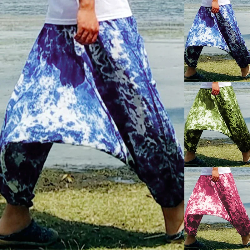 

INCERUN 2019 Harem Pants Men Tie Dye Drop Crotch Wide Leg Long Pants Vintage Trousers Men Women Hip-hop Pantalon Hombre S-5XL
