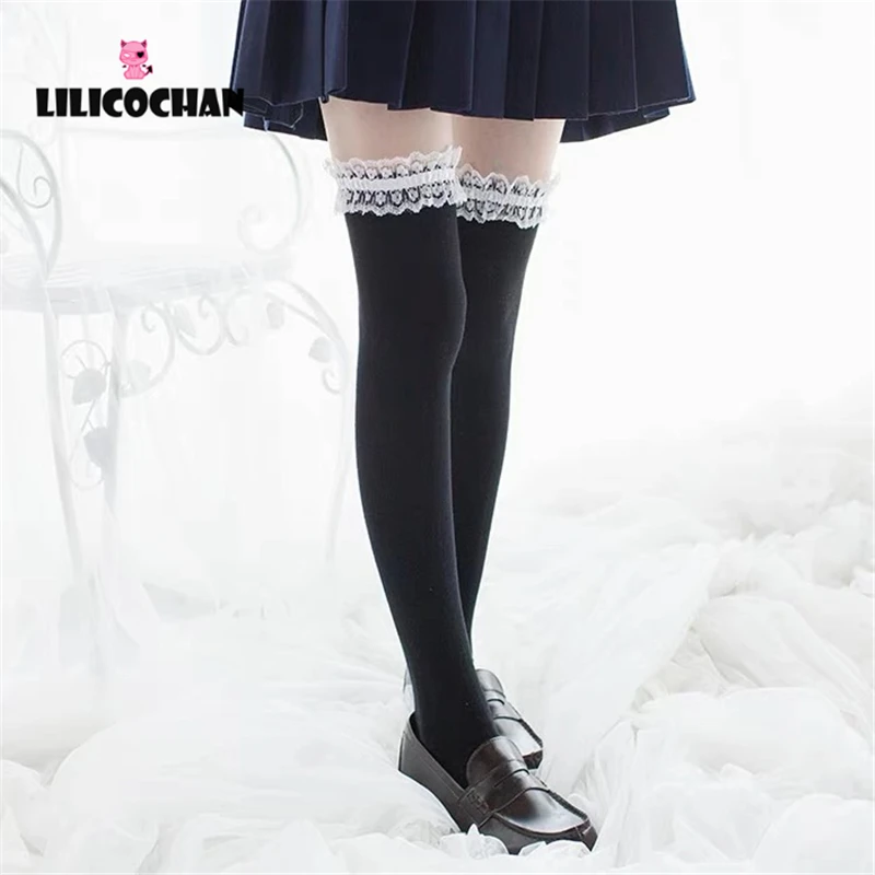 LILICOCHAN Womens Anime Cosplay Lolita Maid Girls Lace Top Thigh High Socks Over Knee Leg Warmer Leggings Sexy Cotton Stocking Accessories -Zentai shop online HTB1NOIAaMKG3KVjSZFLq6yMvXXar.jpg